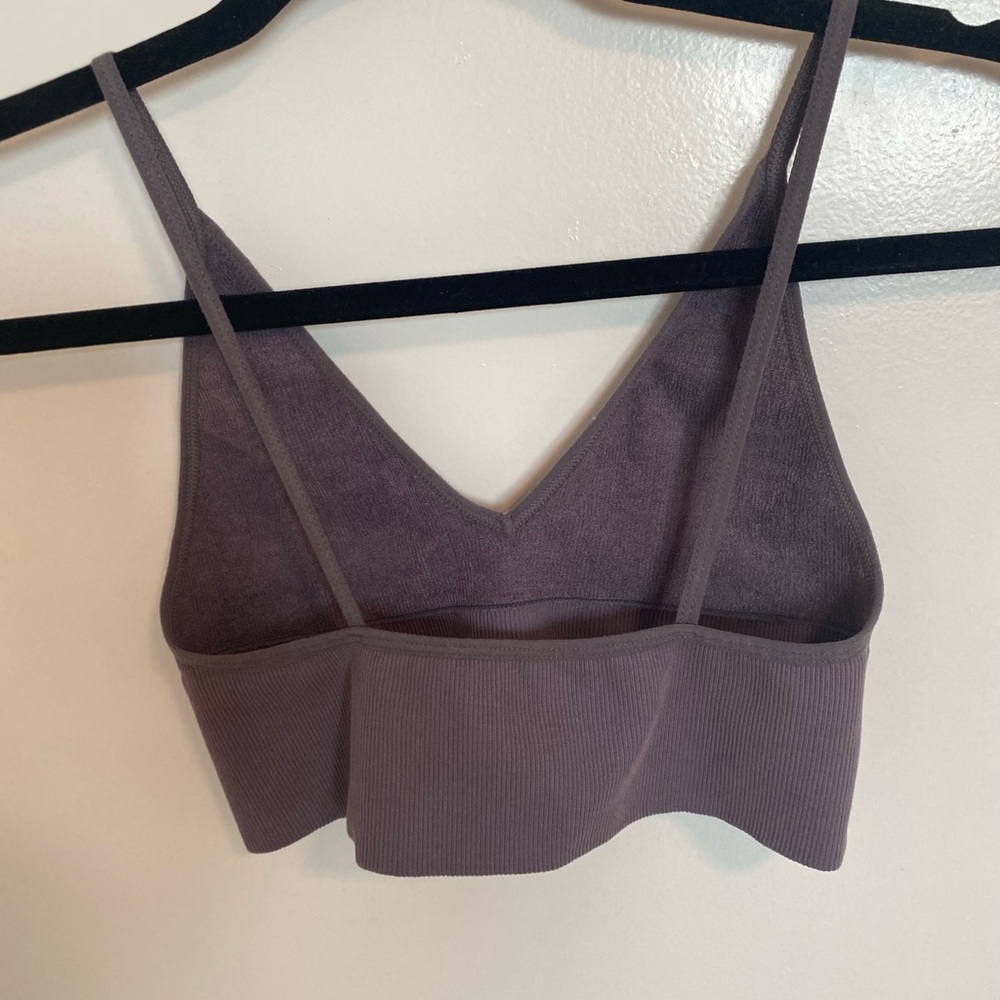 Gray  Ribbed Tank Bralette - Picture 2 of 6